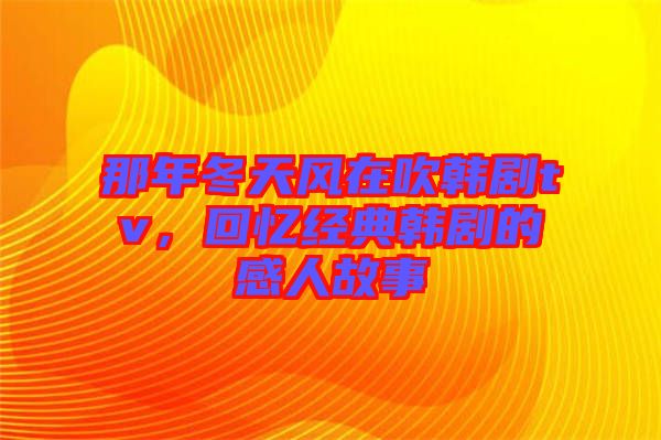 那年冬天風(fēng)在吹韓劇tv，回憶經(jīng)典韓劇的感人故事