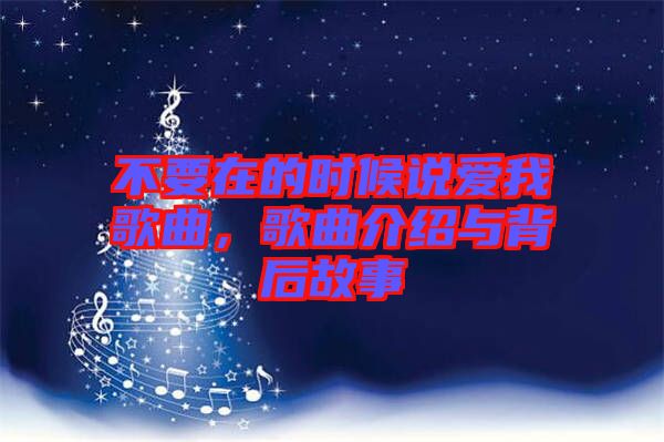 不要在的時(shí)候說(shuō)愛(ài)我歌曲，歌曲介紹與背后故事