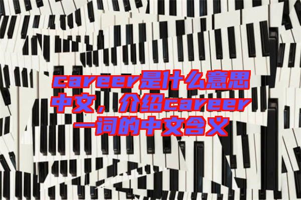 career是什么意思中文，介紹career一詞的中文含義