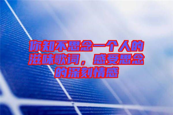 你知不思念一個(gè)人的滋味歌詞，感受思念的深刻情感
