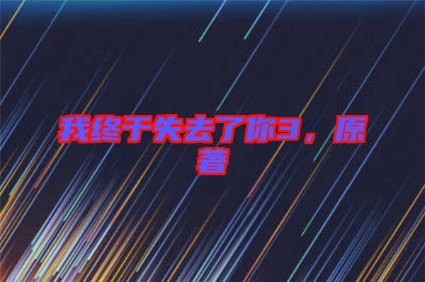 我終于失去了你3，原著