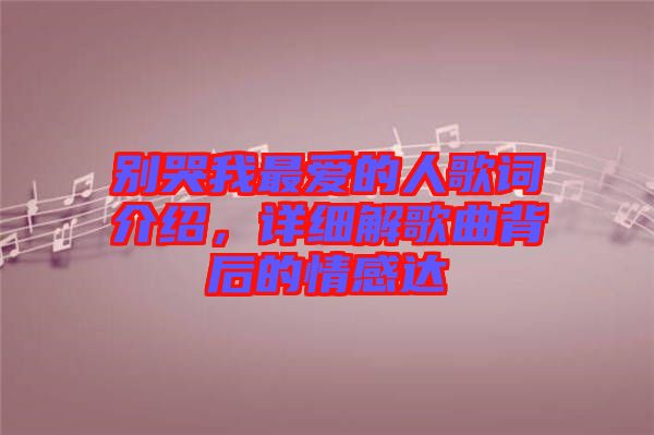 別哭我最?lèi)?ài)的人歌詞介紹，詳細(xì)解歌曲背后的情感達(dá)