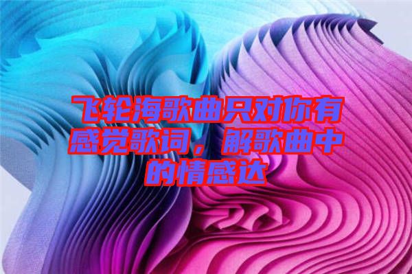 飛輪海歌曲只對(duì)你有感覺歌詞，解歌曲中的情感達(dá)