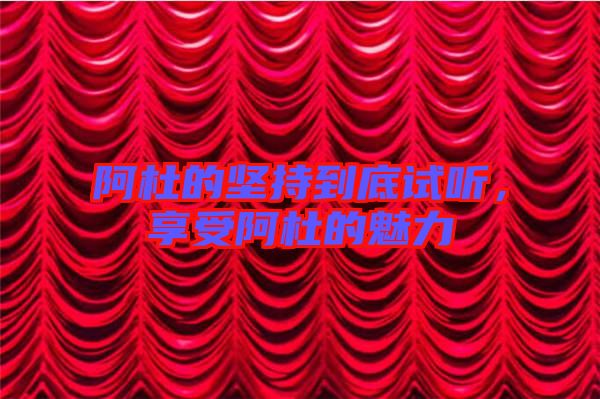 阿杜的堅(jiān)持到底試聽(tīng)，享受阿杜的魅力