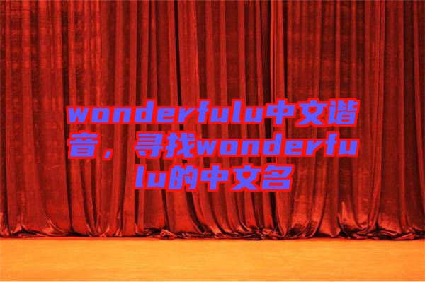 wonderfulu中文諧音，尋找wonderfulu的中文名