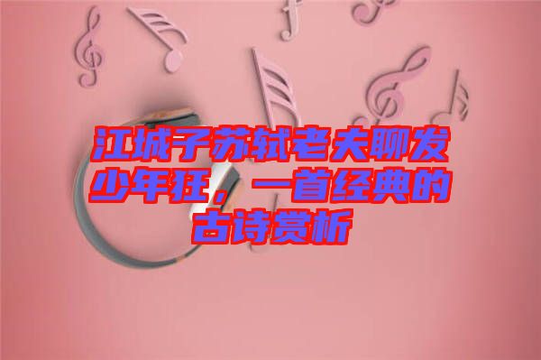 江城子蘇軾老夫聊發(fā)少年狂，一首經(jīng)典的古詩賞析