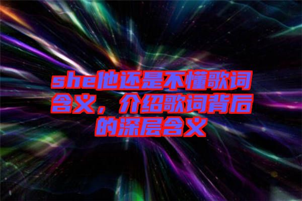 she他還是不懂歌詞含義，介紹歌詞背后的深層含義