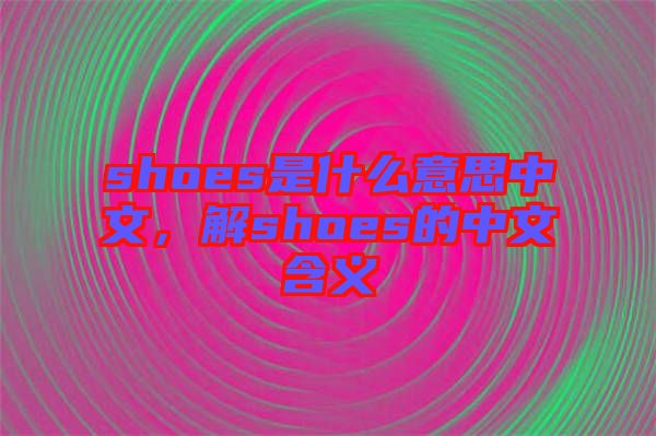 shoes是什么意思中文，解shoes的中文含義