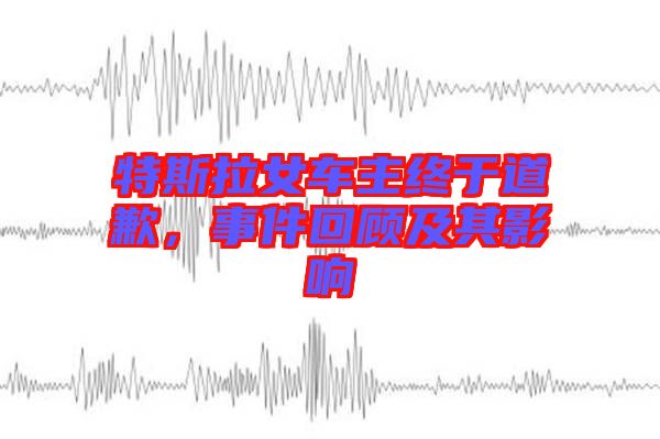 特斯拉女車主終于道歉，事件回顧及其影響