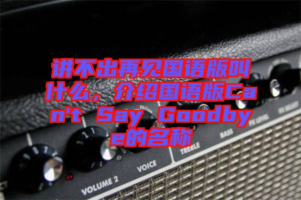 講不出再見國語版叫什么，介紹國語版Can't Say Goodbye的名稱