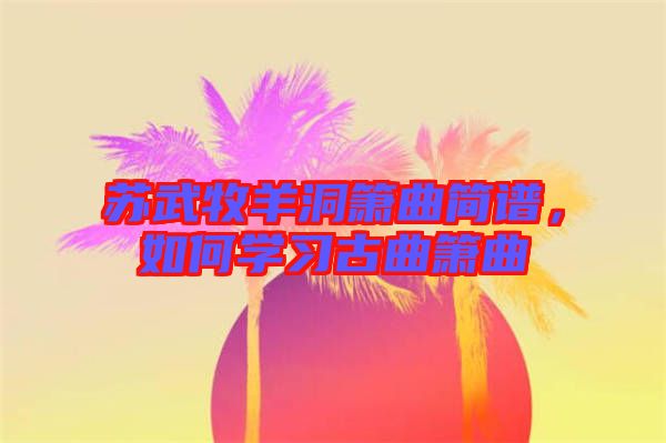 蘇武牧羊洞簫曲簡譜，如何學習古曲簫曲