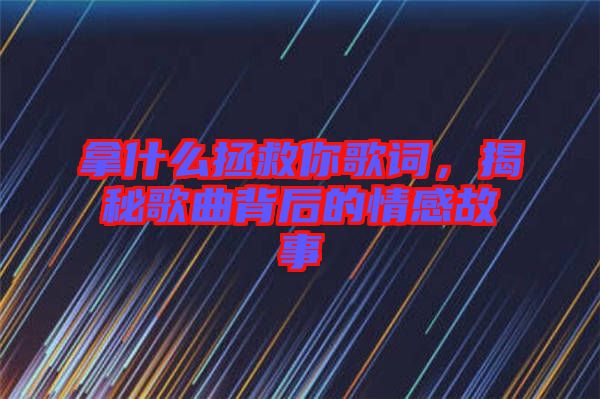 拿什么拯救你歌詞，揭秘歌曲背后的情感故事