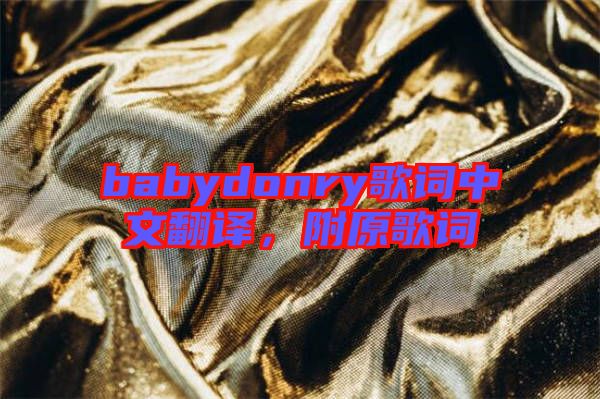 babydonry歌詞中文翻譯，附原歌詞