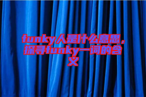 funky人是什么意思，探尋funky一詞的含義