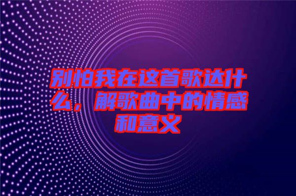 別怕我在這首歌達(dá)什么，解歌曲中的情感和意義