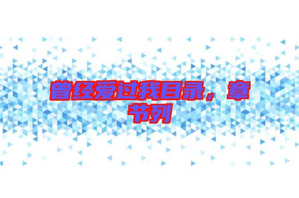 曾經(jīng)愛過我目錄，章節(jié)列