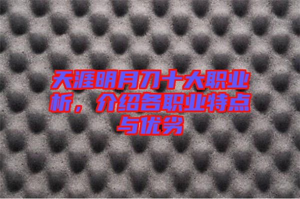 天涯明月刀十大職業(yè)析，介紹各職業(yè)特點與優(yōu)劣