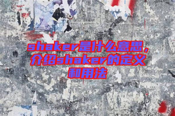 shaker是什么意思，介紹shaker的定義和用法