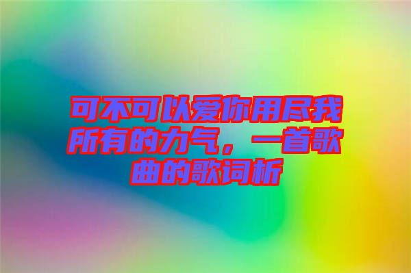 可不可以愛你用盡我所有的力氣，一首歌曲的歌詞析