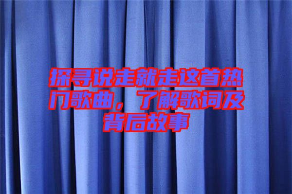 探尋說(shuō)走就走這首熱門歌曲，了解歌詞及背后故事