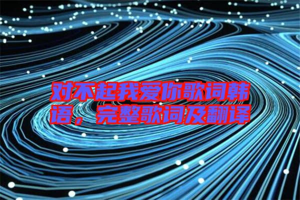 對不起我愛你歌詞韓語，完整歌詞及翻譯