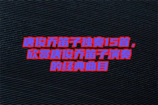 唐俊喬笛子獨(dú)奏15首，欣賞唐俊喬笛子演奏的經(jīng)典曲目