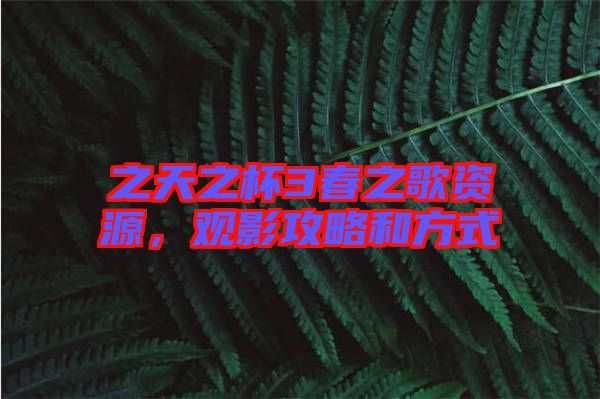 之天之杯3春之歌資源，觀影攻略和方式