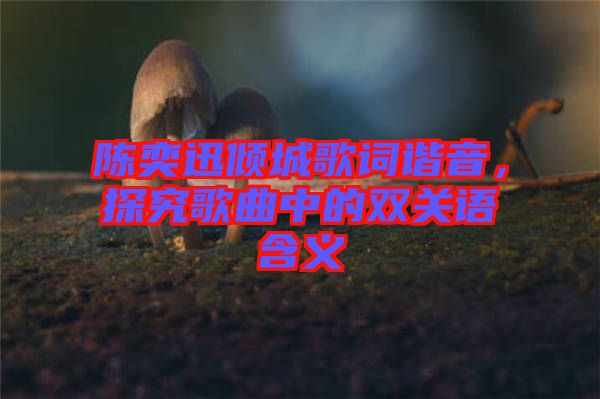 陳奕迅傾城歌詞諧音，探究歌曲中的雙關(guān)語(yǔ)含義