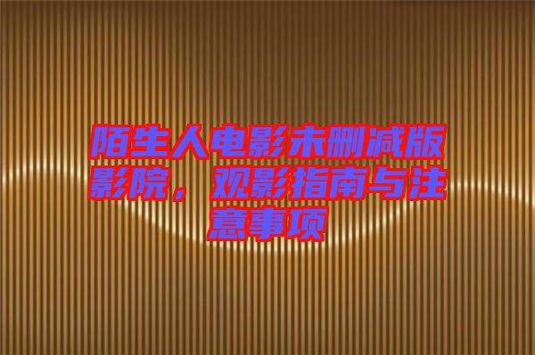 陌生人電影未刪減版影院，觀影指南與注意事項(xiàng)