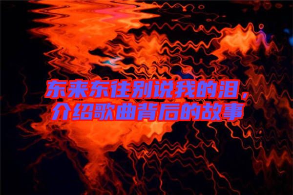 東來東往別說我的淚，介紹歌曲背后的故事