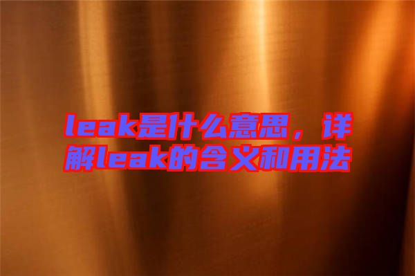 leak是什么意思，詳解leak的含義和用法