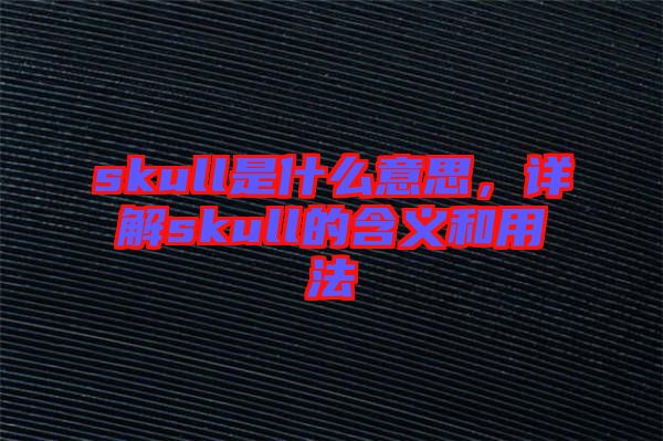 skull是什么意思，詳解skull的含義和用法