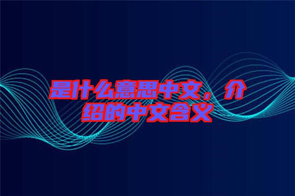 是什么意思中文，介紹的中文含義