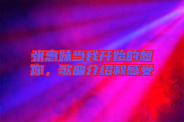 張惠妹當我開始的想你，歌曲介紹和感受