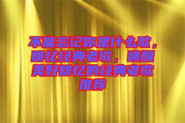 不能忘記你是什么歌，回憶經(jīng)典老歌，喚醒美好回憶的經(jīng)典老歌推薦
