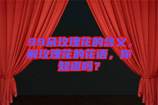 99朵玫瑰花的含義，解玫瑰花的花語，你知道嗎？