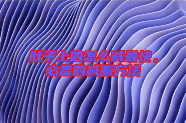 肚子上的怎么減最快，必備的減脂方法