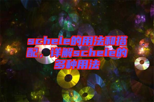 schele的用法和搭配，詳解schele的多種用法