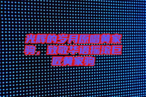 光輝的歲月原唱黃家駒，致敬華語搖滾巨匠黃家駒