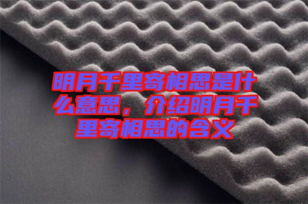 明月千里寄相思是什么意思，介紹明月千里寄相思的含義
