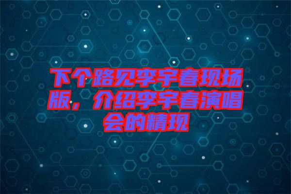 下個(gè)路見李宇春現(xiàn)場版，介紹李宇春演唱會(huì)的精現(xiàn)