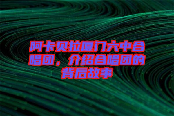 阿卡貝拉廈門六中合唱團(tuán)，介紹合唱團(tuán)的背后故事