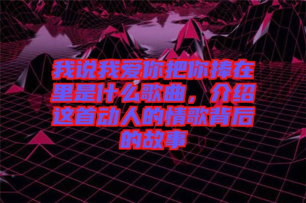 我說我愛你把你捧在里是什么歌曲，介紹這首動人的情歌背后的故事