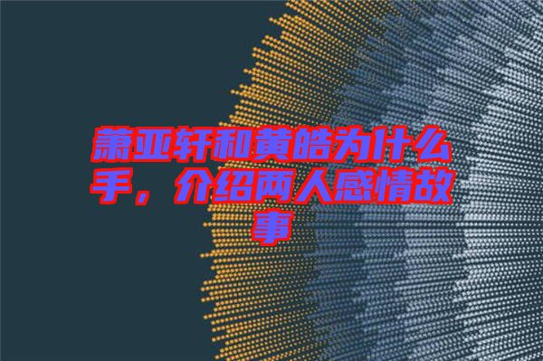 蕭亞軒和黃皓為什么手，介紹兩人感情故事