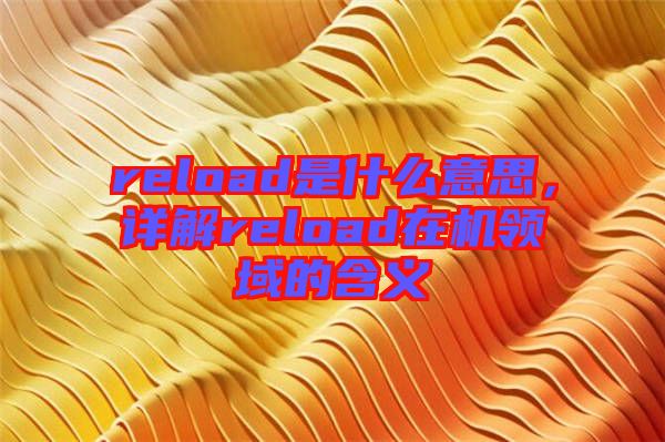 reload是什么意思，詳解reload在機領域的含義