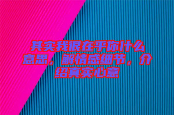 其實我很在乎你什么意思，解情感細節(jié)，介紹真實心意