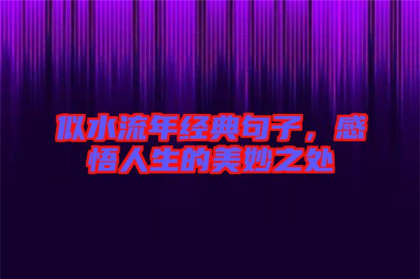 似水流年經(jīng)典句子，感悟人生的美妙之處