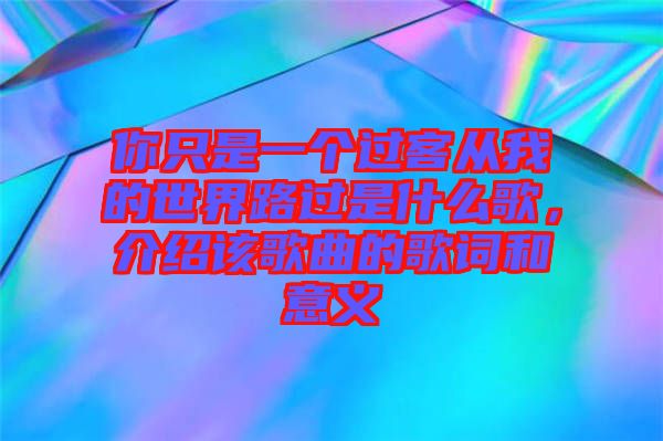 你只是一個過客從我的世界路過是什么歌，介紹該歌曲的歌詞和意義