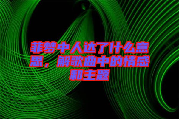 菲夢中人達(dá)了什么意思，解歌曲中的情感和主題