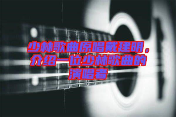 少林歌曲原唱戴建明，介紹一位少林歌曲的演唱者